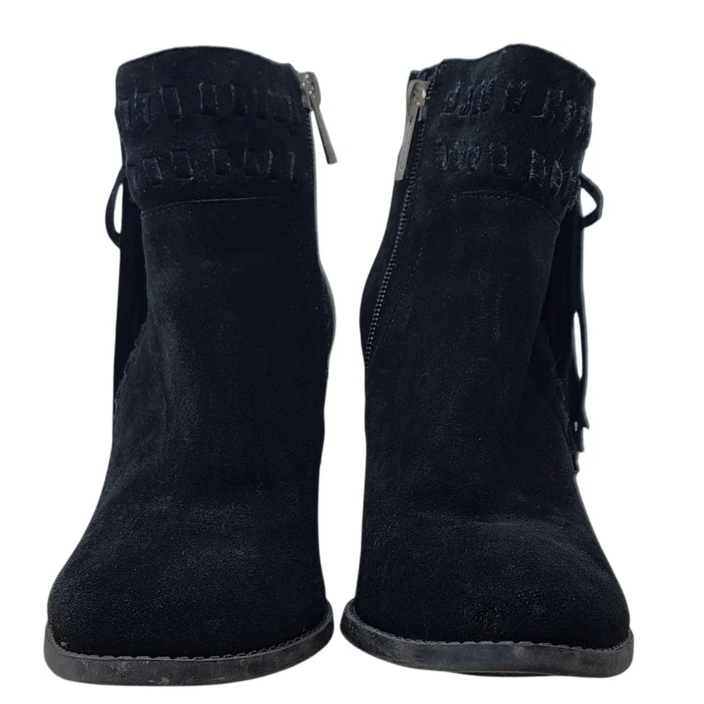 Jessica Simpson Chassie Booties‎ 6 Womens Black Suede Fringe Western Ankle Boots